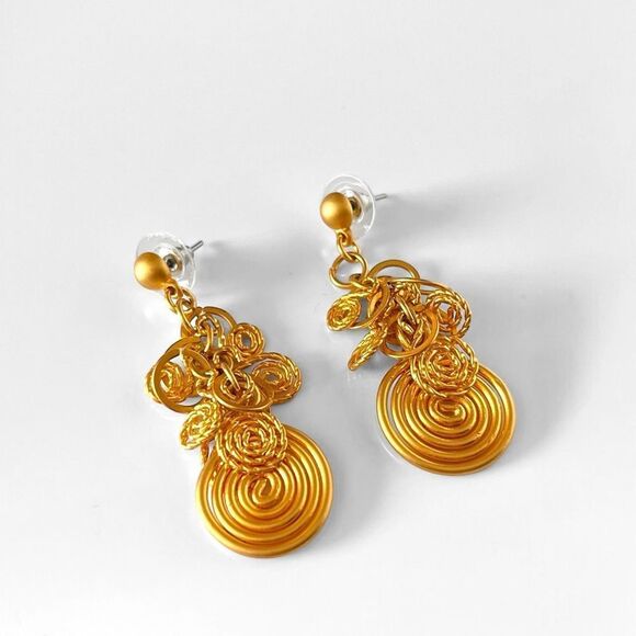 Gold Spiral Chandelier Earrings - Picture 2 of 3